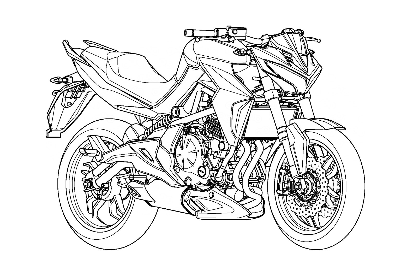 Патентный рисунок нового мотоцикла ER-6 от Kymco. 