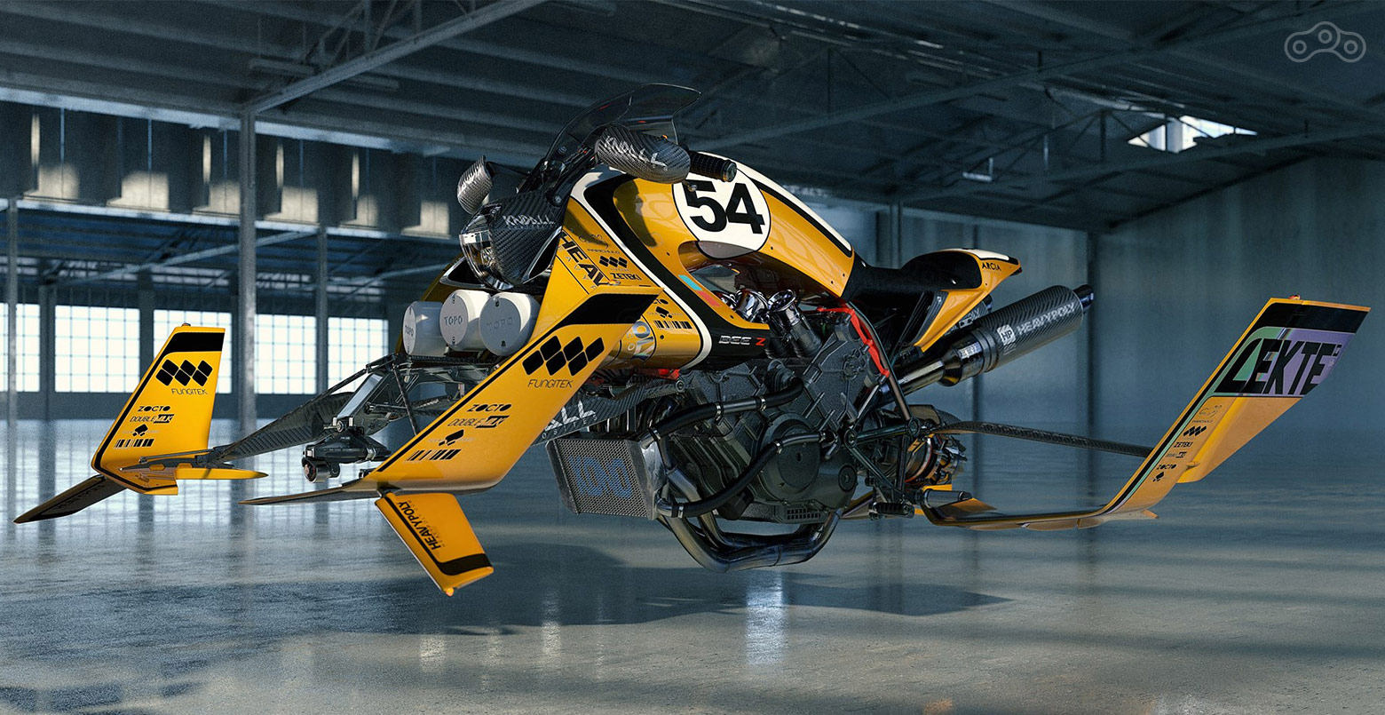 Концепт летающего мотоцикла будущего. Hoverbike from future 