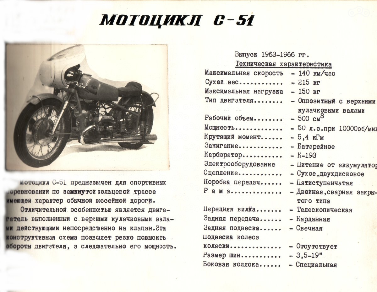 Характеристика мотоциклов СССР